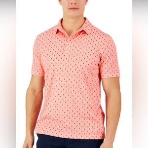 CLUB ROOM TECH FLAMINGO POLO CORAL LINING SIZE SMALL
